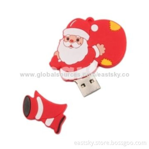 Custom Santa Claus-shaped thumb drive, made of soft PVC material, OEM orders welcome